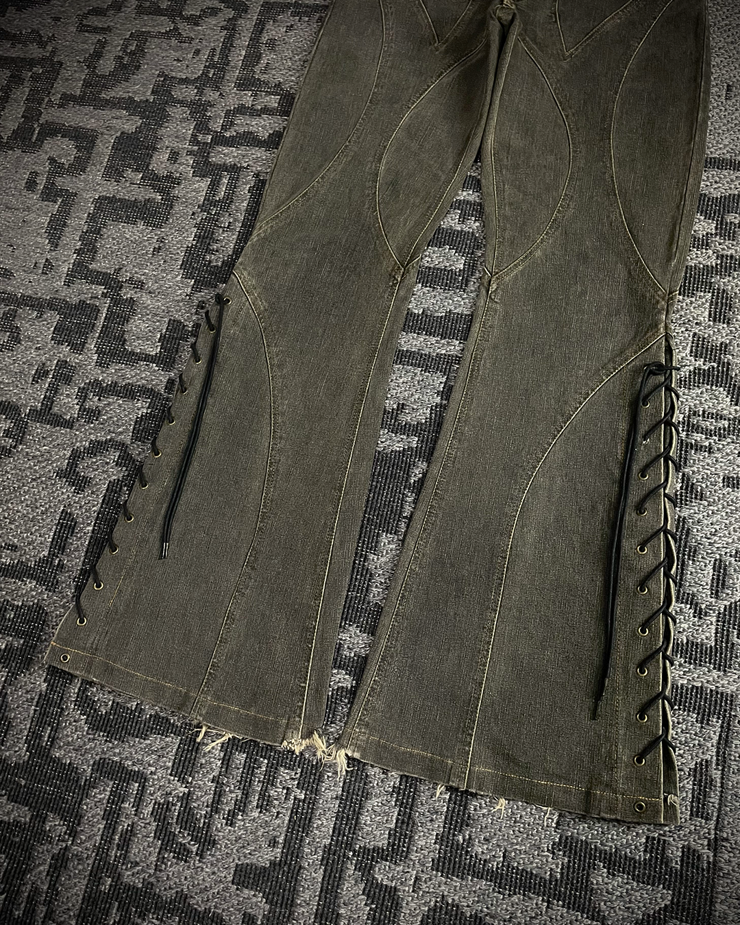 Tornado Mart Lace Up Flared Jeans