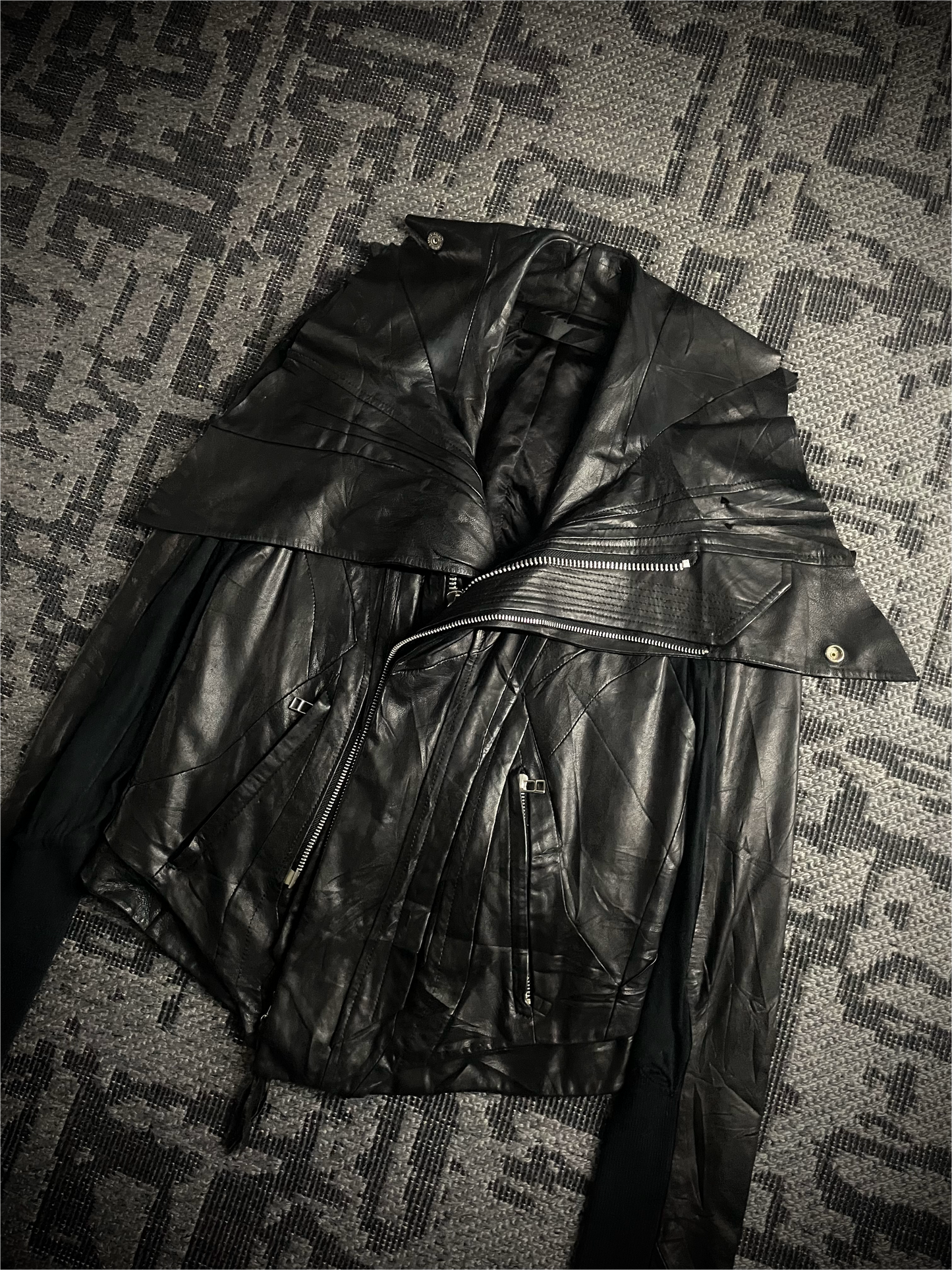 EKAM 00s Asymmetrical Cowl Rider Jacket