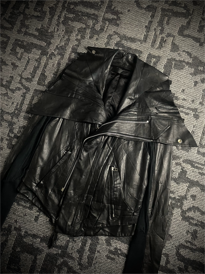 EKAM 00s Asymmetrical Cowl Rider Jacket