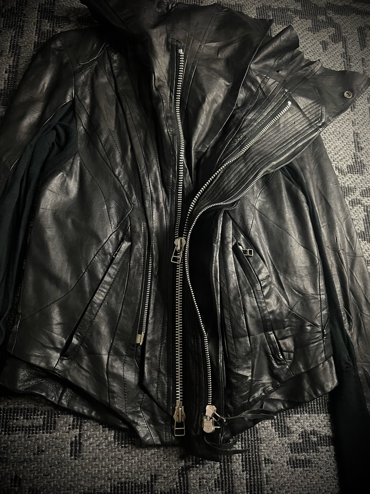 EKAM 00s Asymmetrical Cowl Rider Jacket