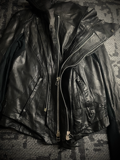 EKAM 00s Asymmetrical Cowl Rider Jacket