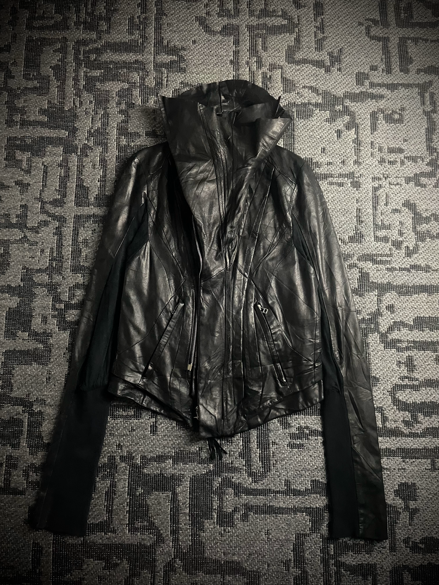 EKAM 00s Asymmetrical Cowl Rider Jacket