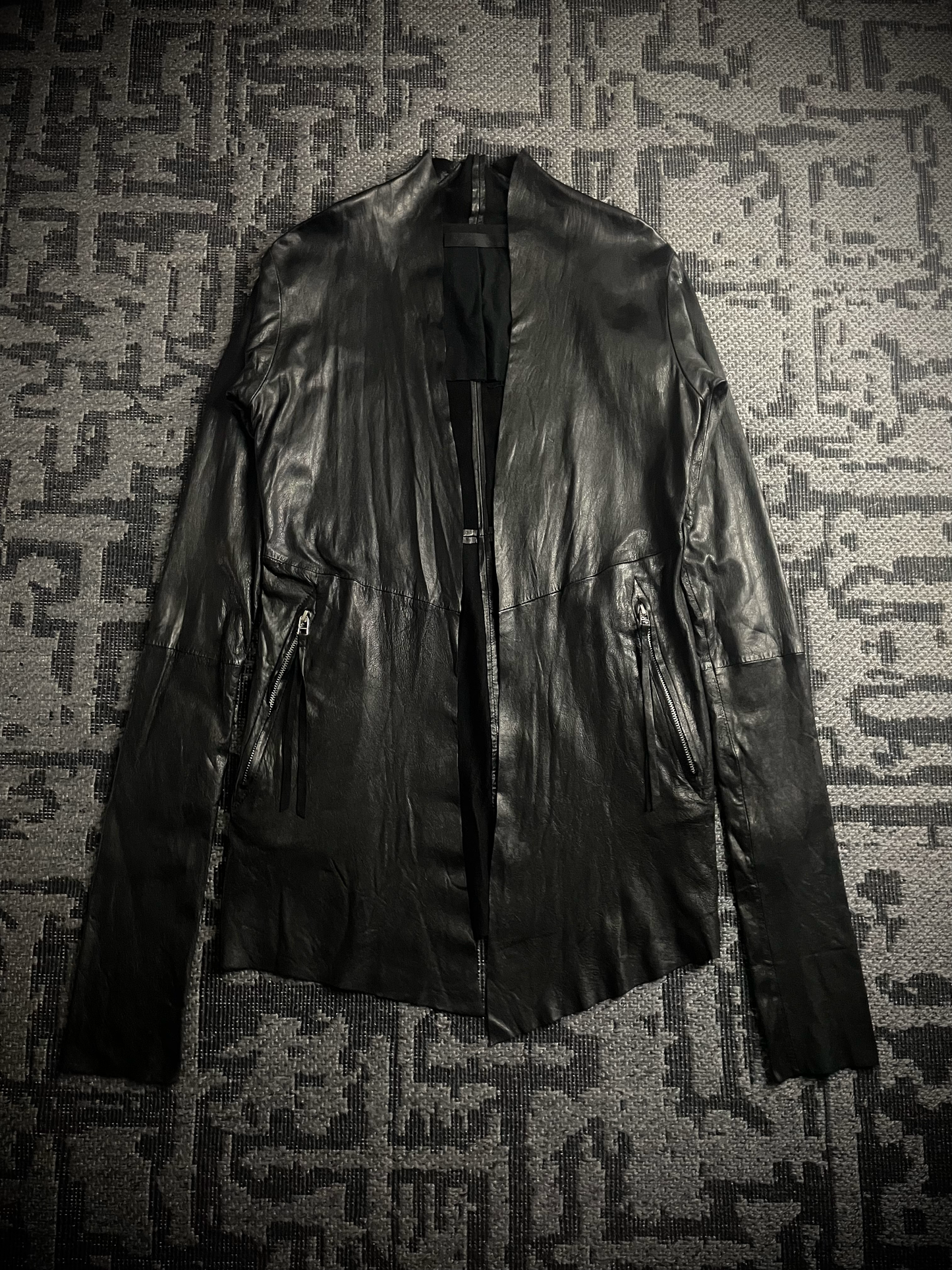 EKAM 00s Long Cardigan Leather Jacket