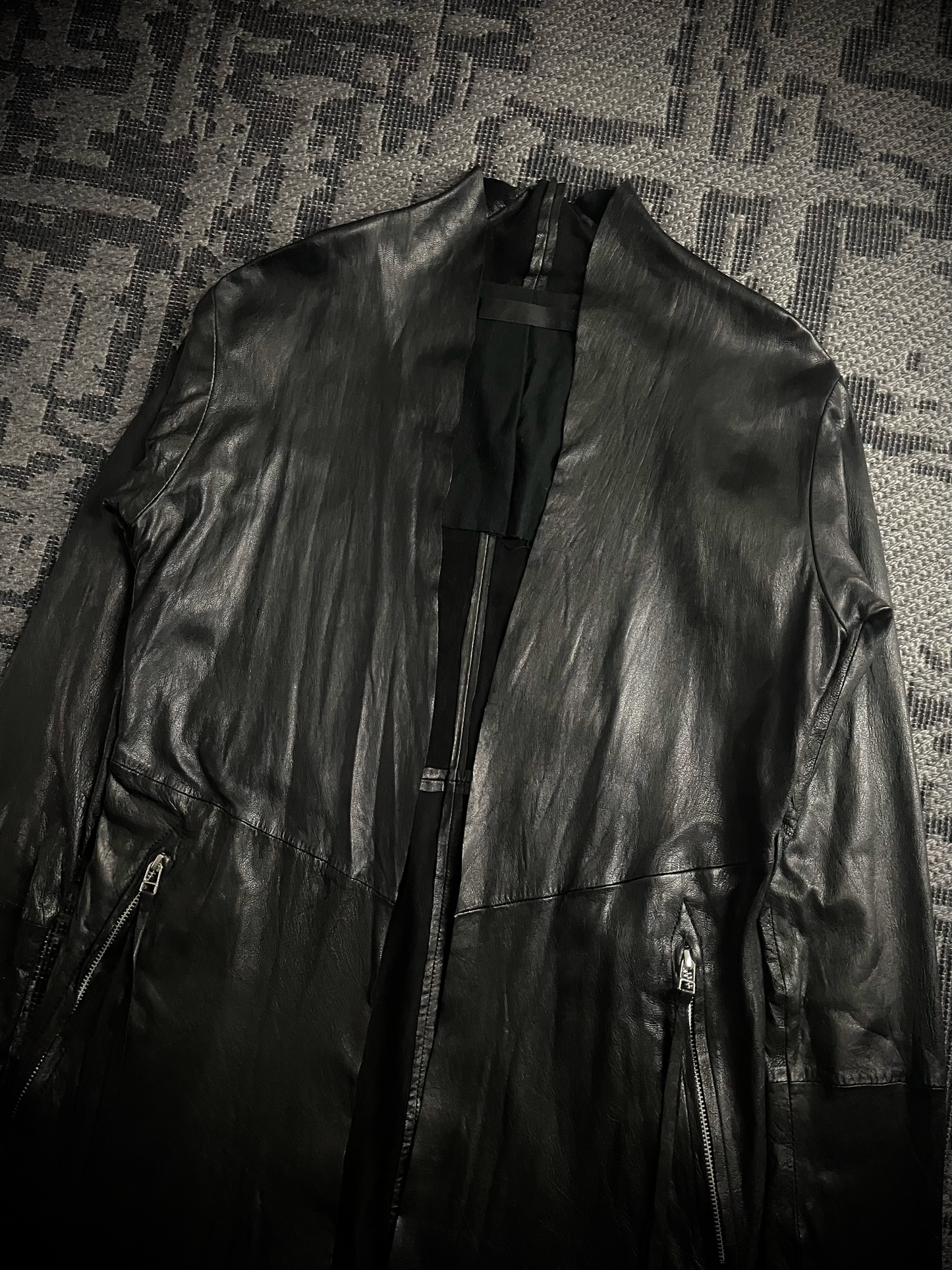 EKAM 00s Long Cardigan Leather Jacket