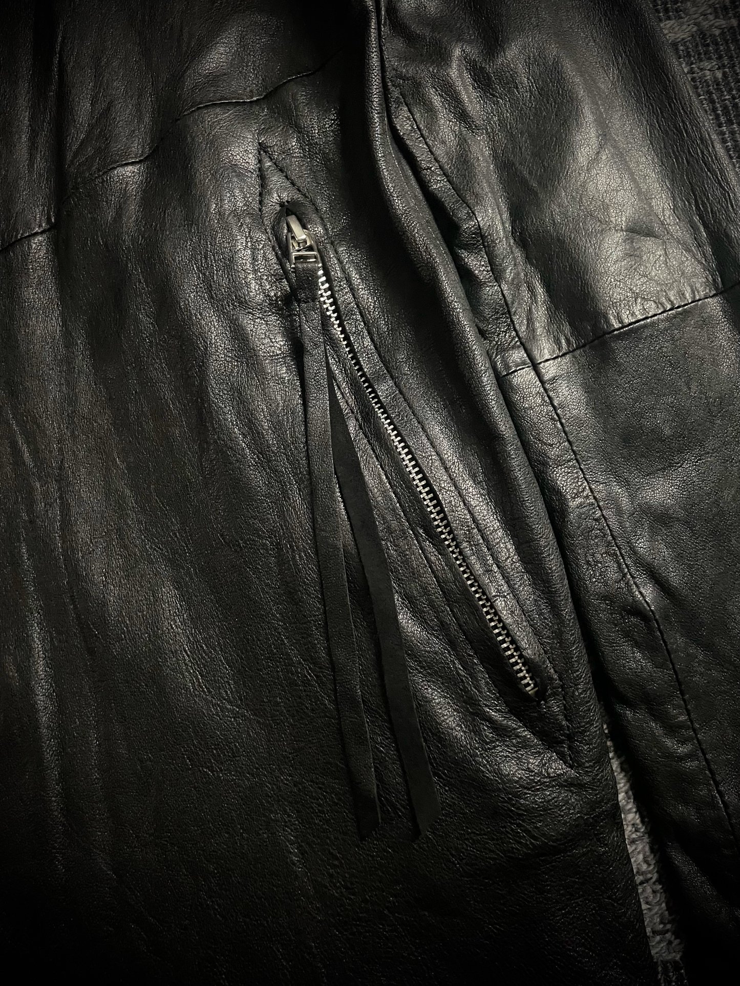 EKAM 00s Long Cardigan Leather Jacket