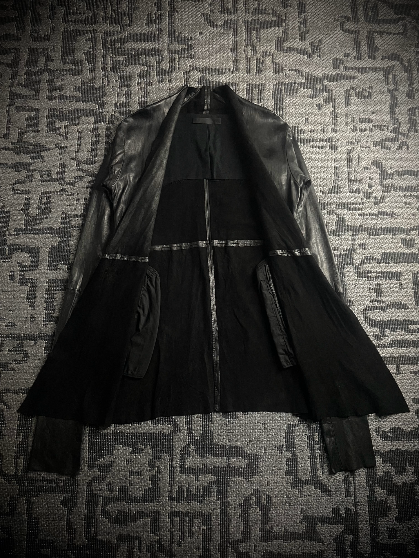 EKAM 00s Long Cardigan Leather Jacket