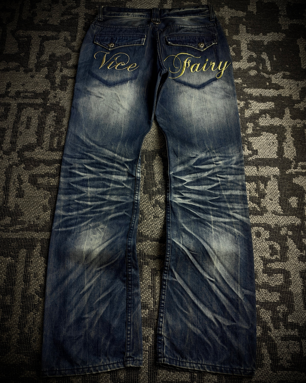 Vice Fairy Whiskered Distressed Bootcut Jeans