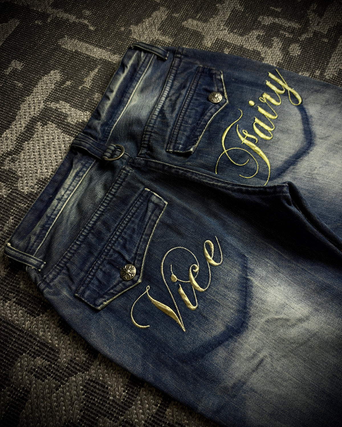 Vice Fairy Whiskered Distressed Bootcut Jeans