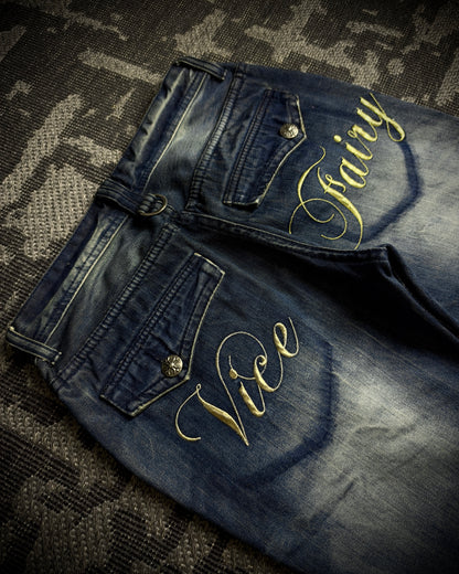 Vice Fairy Whiskered Distressed Bootcut Jeans