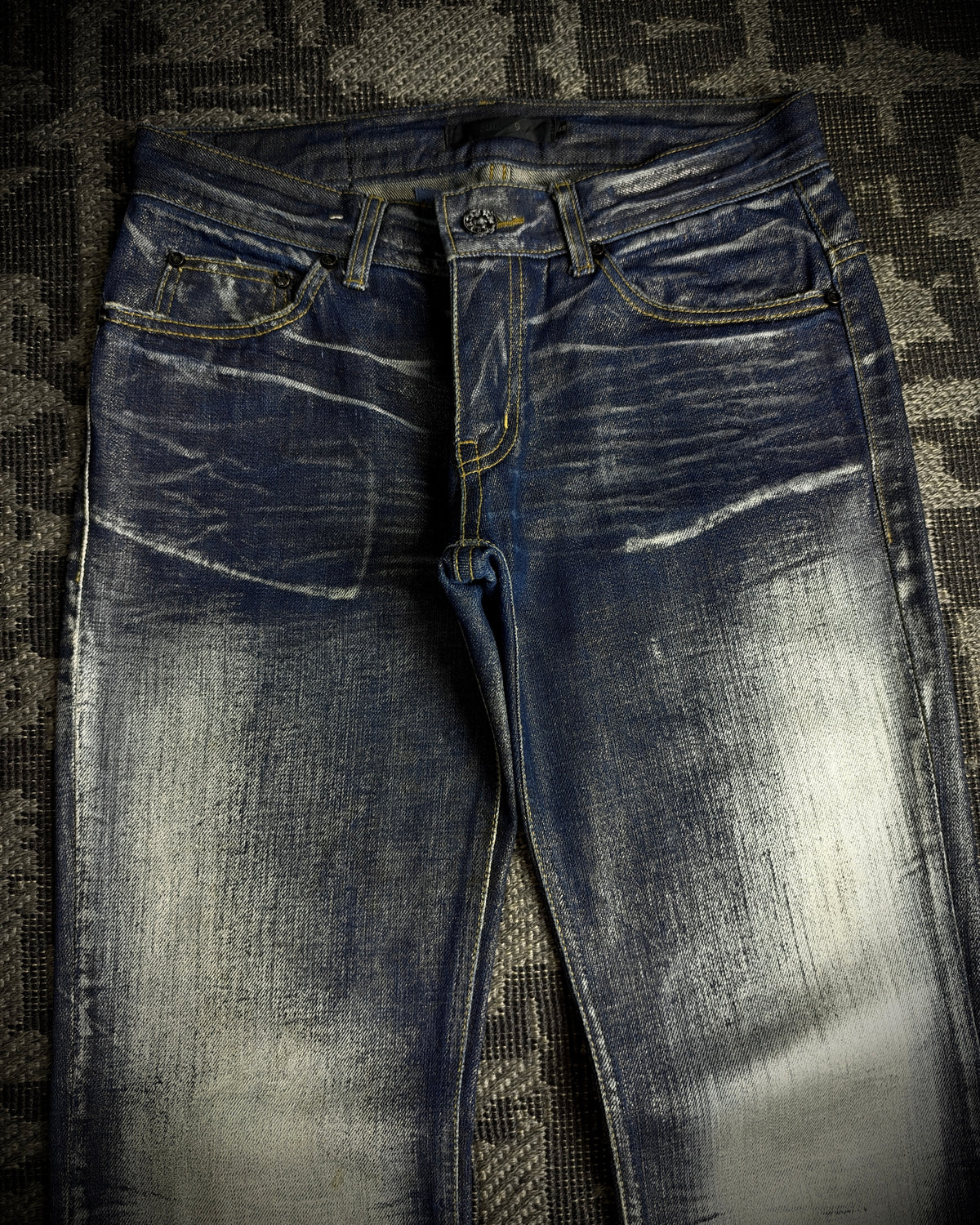 Midas Coated Whiskered Flare Jeans