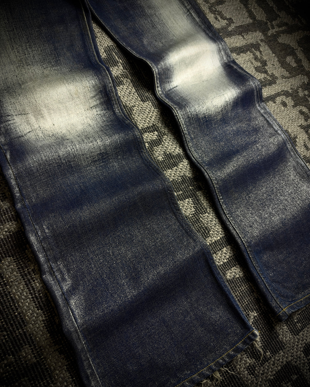 Midas Coated Whiskered Flare Jeans