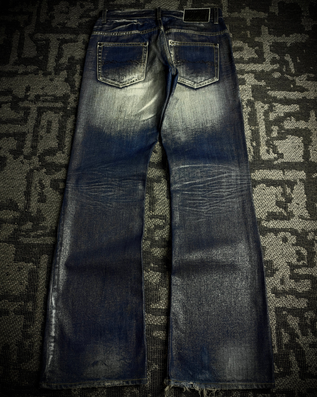 Midas Coated Whiskered Flare Jeans