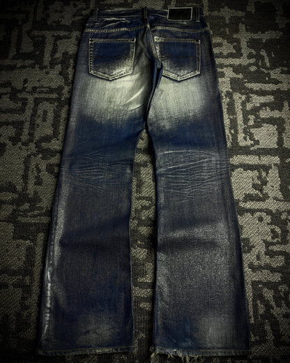 Midas Coated Whiskered Flare Jeans
