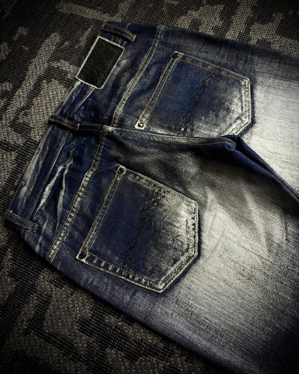 Midas Coated Whiskered Flare Jeans