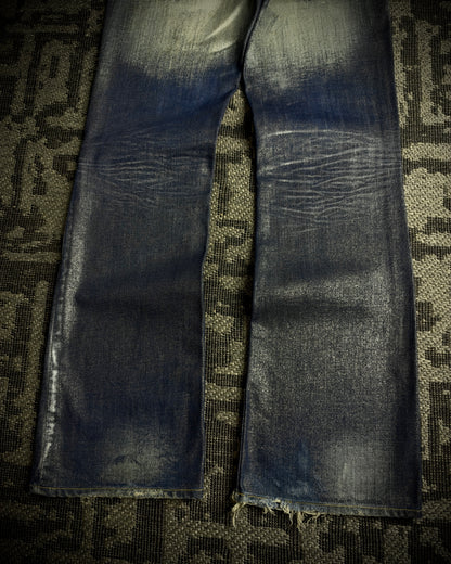Midas Coated Whiskered Flare Jeans