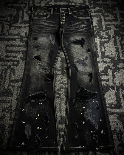 Tornado Mart Destroyed Flared Jeans