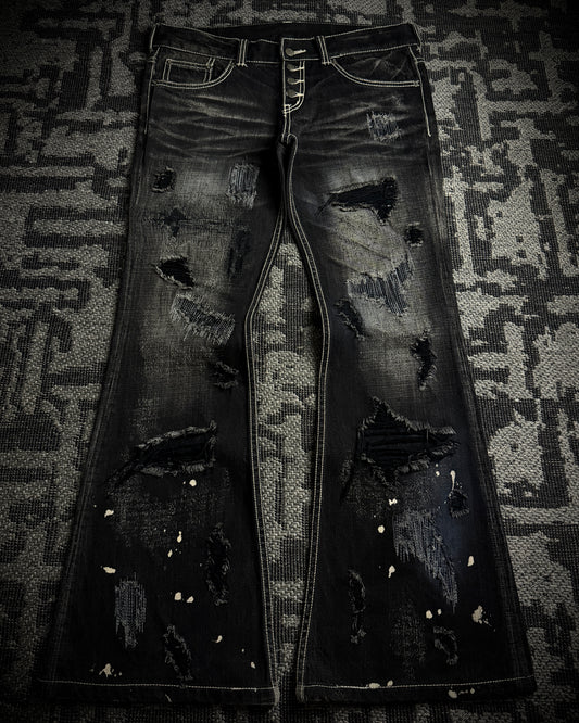 Tornado Mart Destroyed Flared Jeans