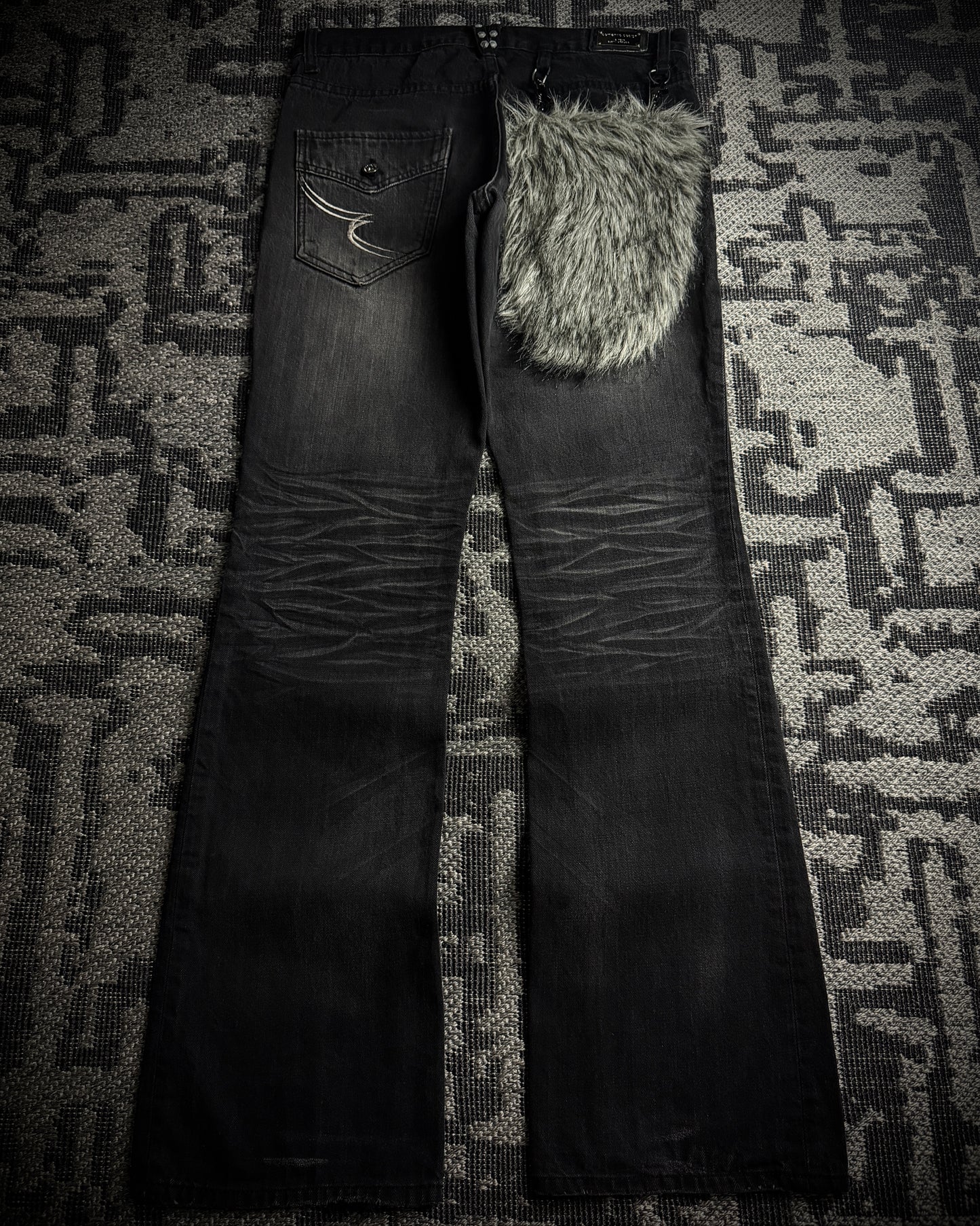 Semantic Design Detachable Fur Pouch Bootcut Denim