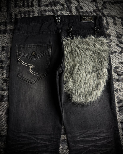 Semantic Design Detachable Fur Pouch Bootcut Denim