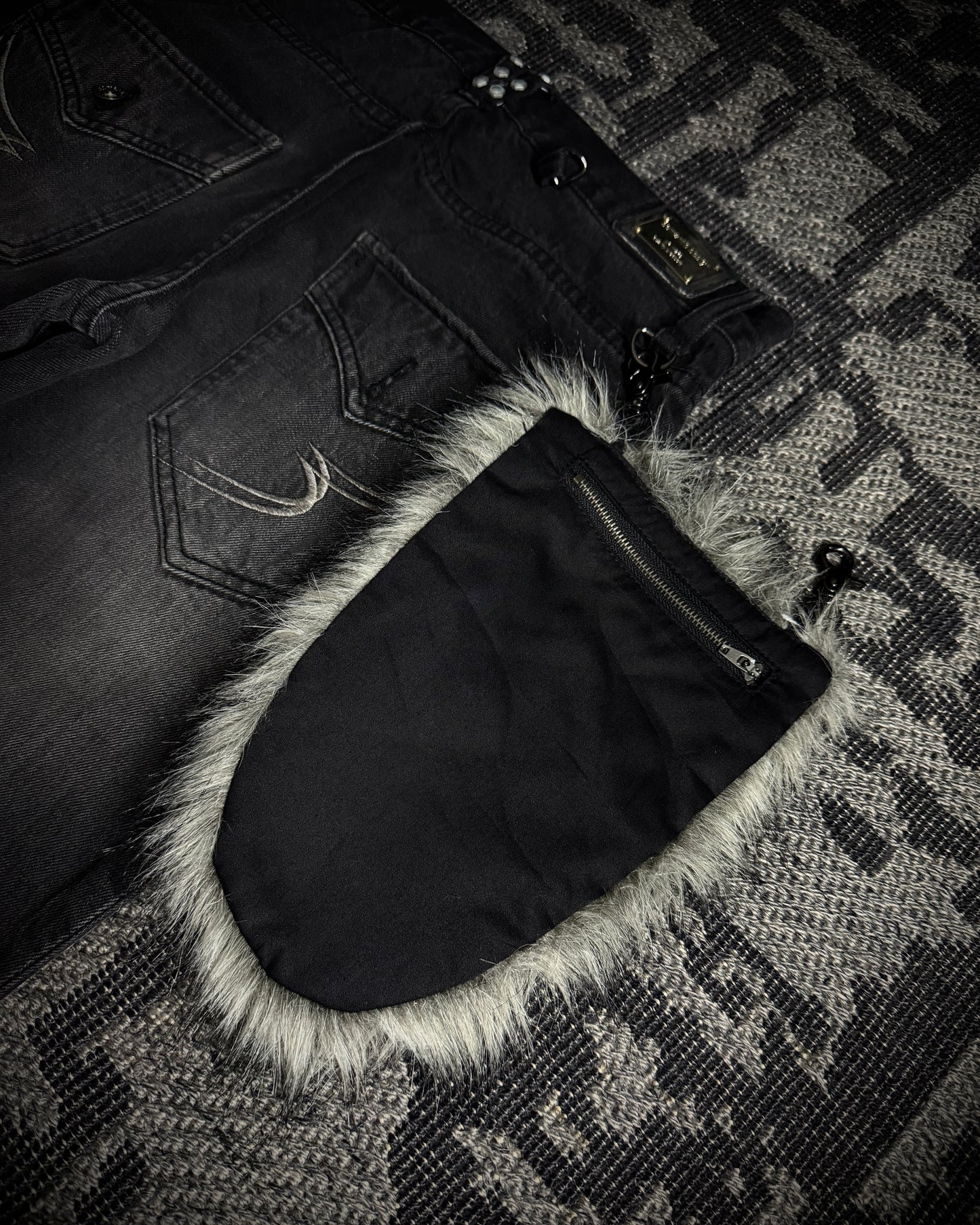 Semantic Design Detachable Fur Pouch Bootcut Denim