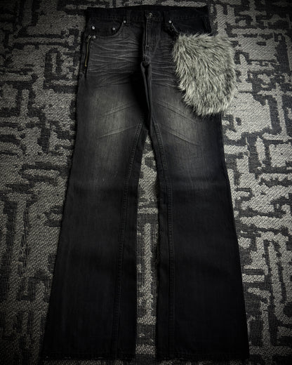 Semantic Design Detachable Fur Pouch Bootcut Denim
