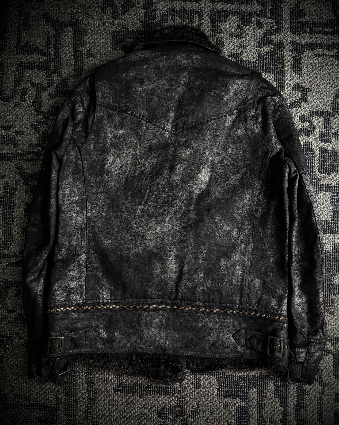Schlussel Glossy Black Zip-Off Hem Jacket