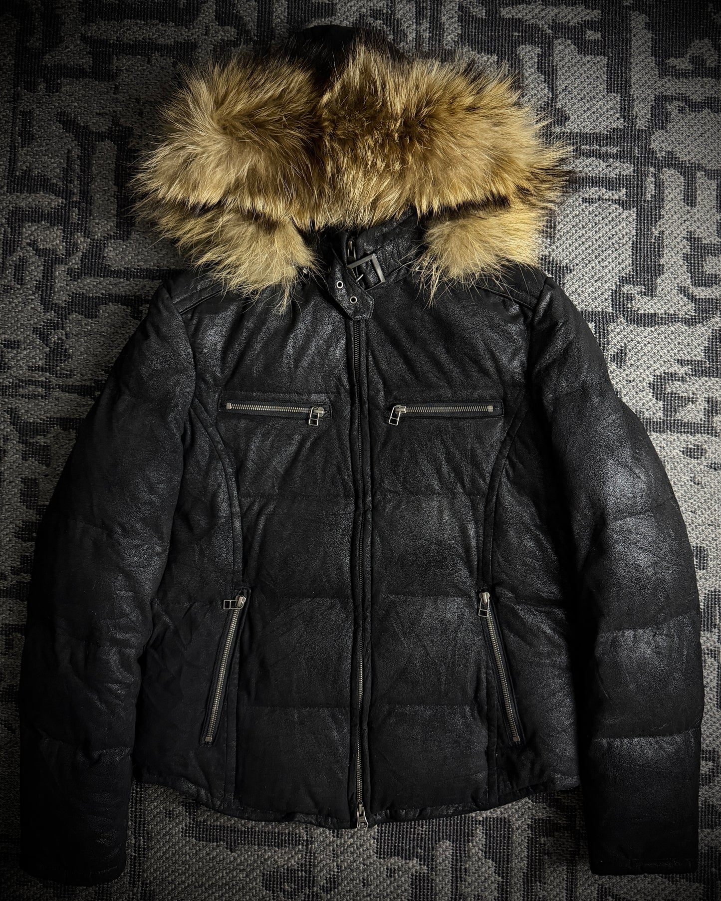 5351 POUR LES HOMMES Raccoon Fur Coated Down Jacket