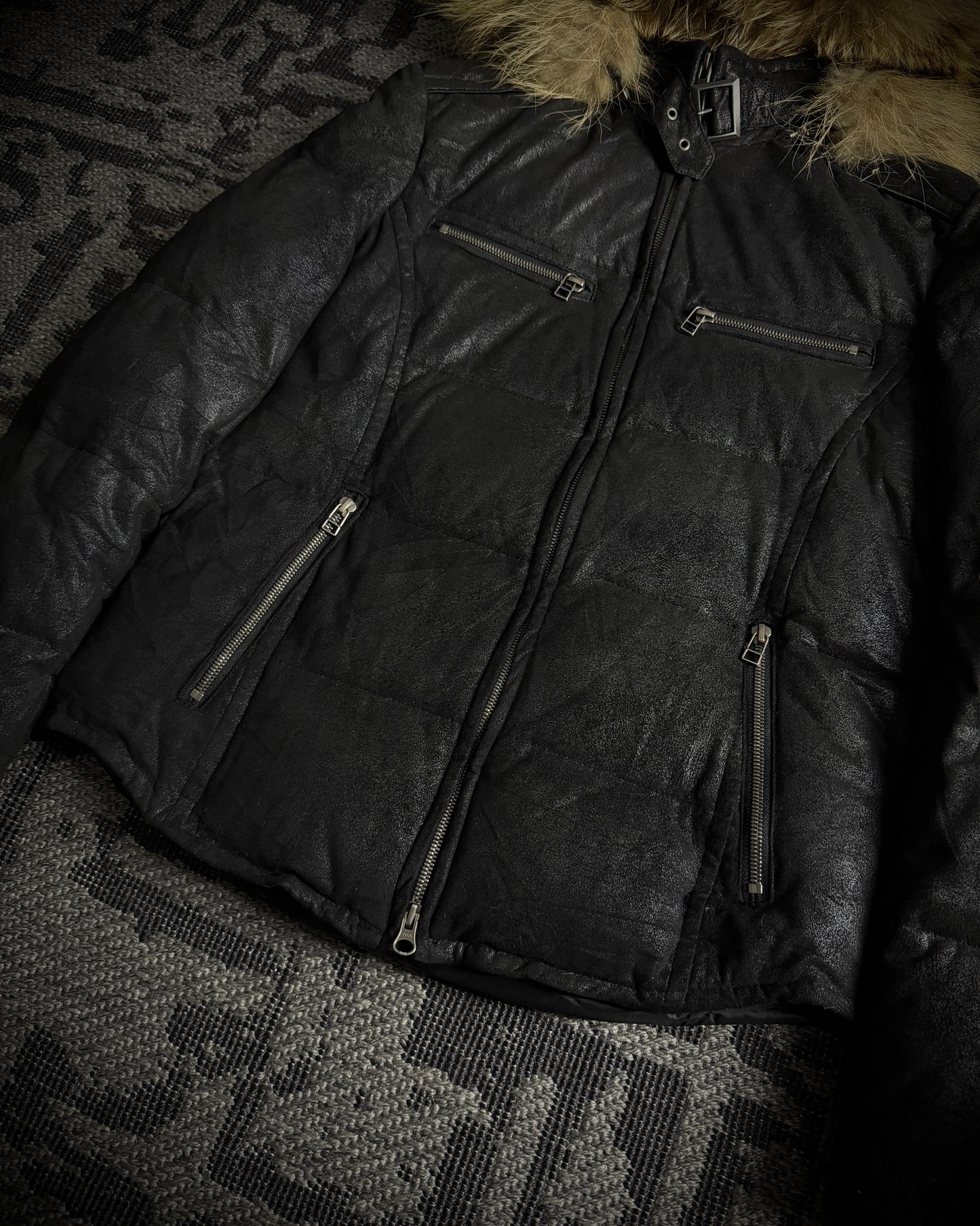 5351 POUR LES HOMMES Raccoon Fur Coated Down Jacket