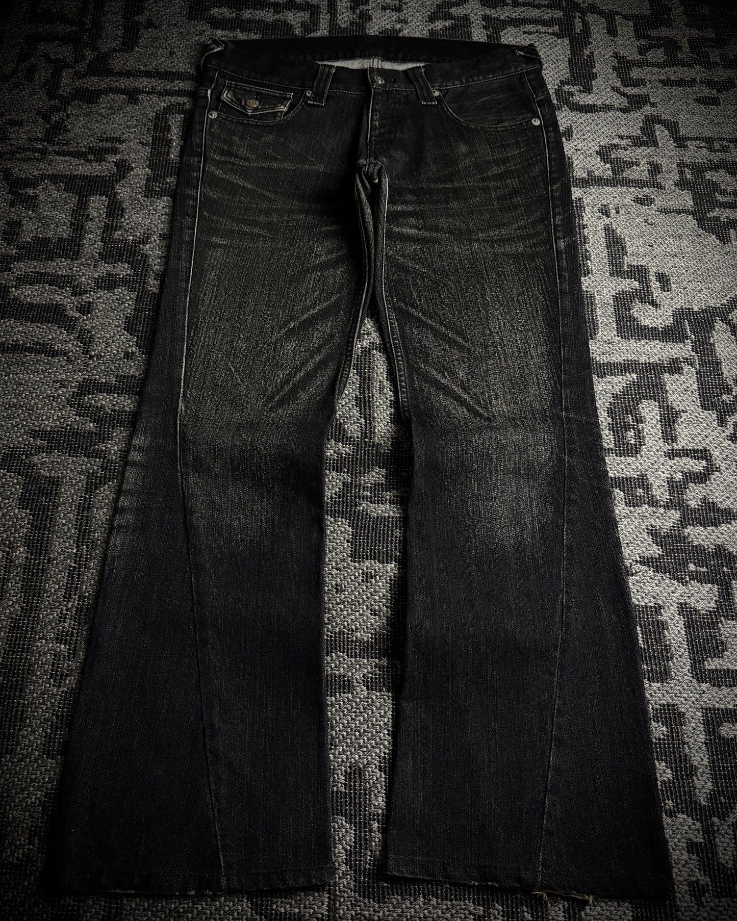 Tornado Mart Whiskered Spiral Boot Cut Jeans