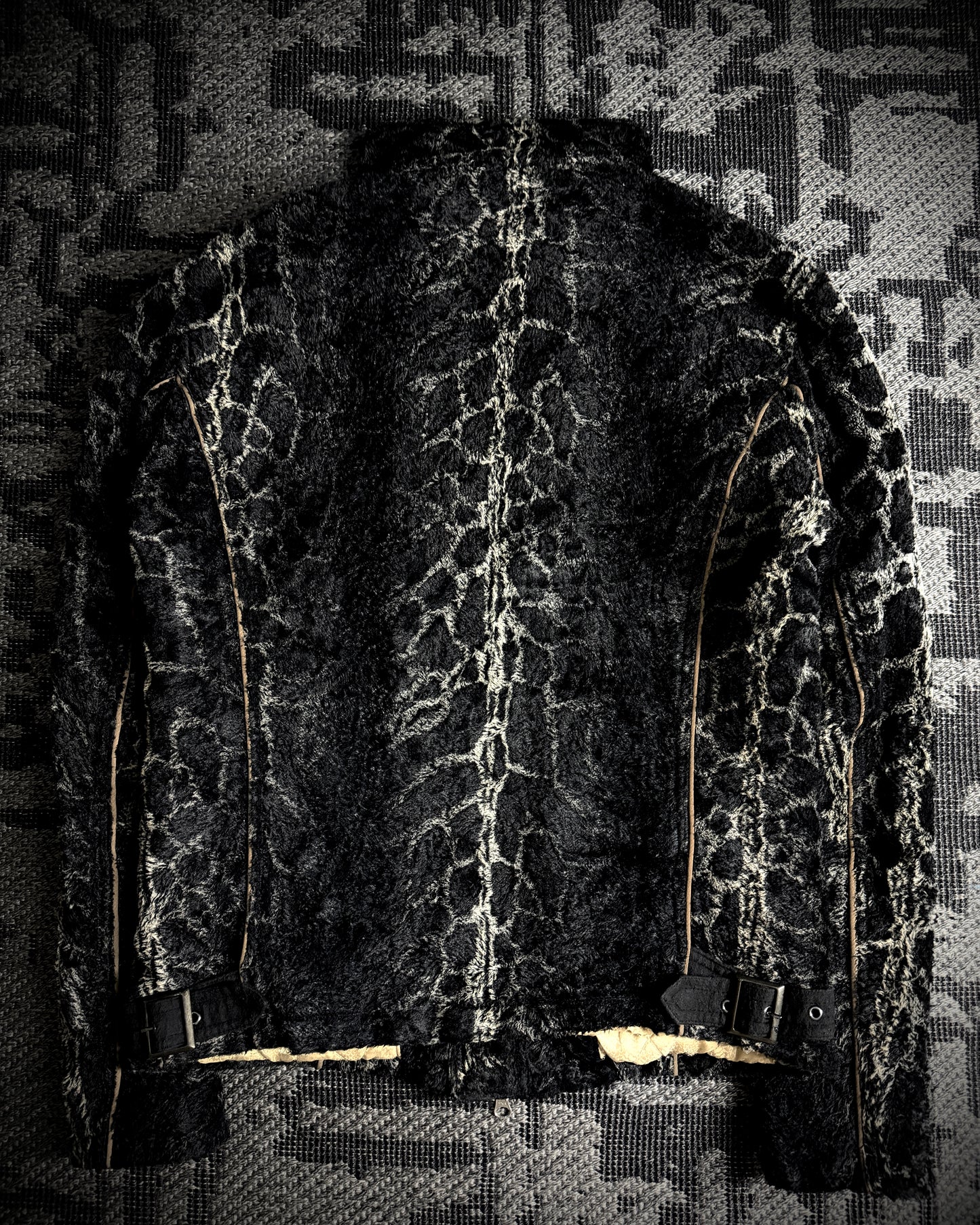 Tornado Mart Python Pattern Short Pile Jacket