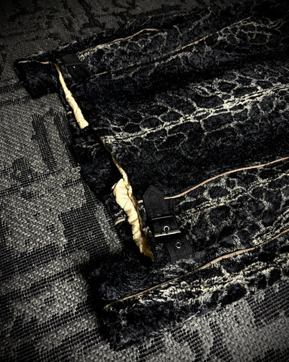 Tornado Mart Python Pattern Short Pile Jacket