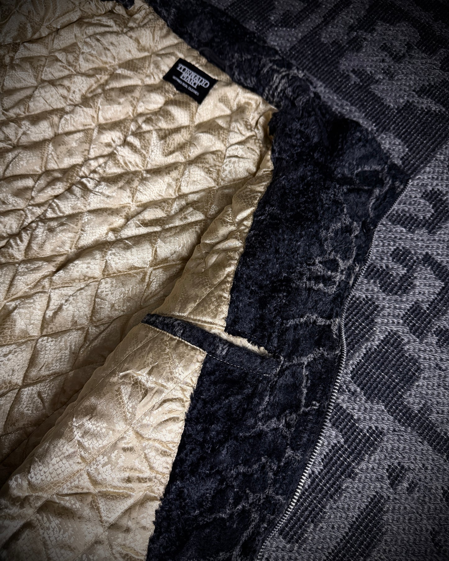 Tornado Mart Python Pattern Short Pile Jacket