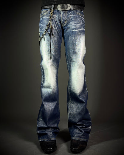 Midas Coated Whiskered Flare Jeans