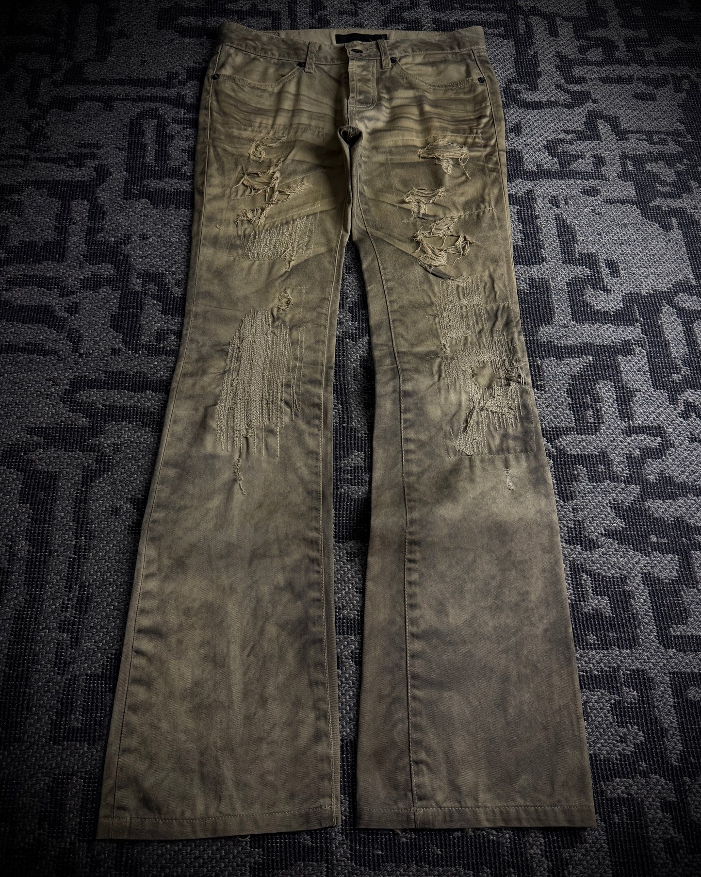 FUGA Washed Sand Heavy Stitch Distressed Bootcut