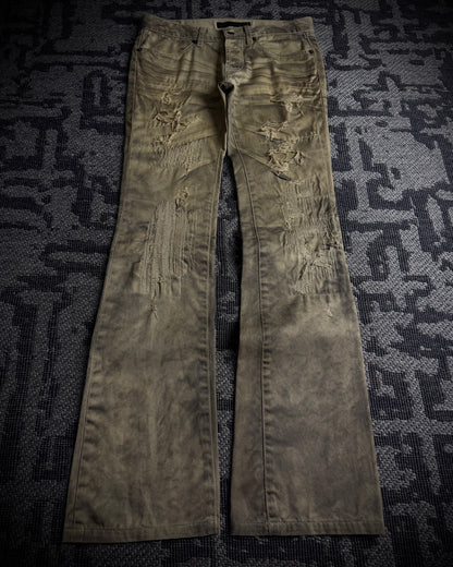 FUGA Washed Sand Heavy Stitch Distressed Bootcut