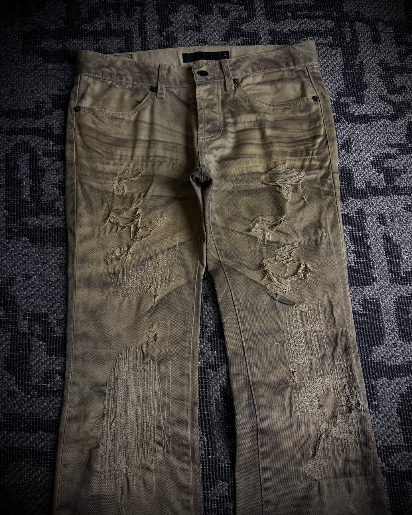 FUGA Washed Sand Heavy Stitch Distressed Bootcut