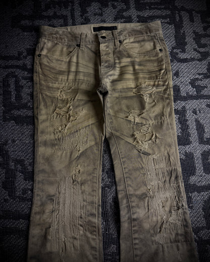 FUGA Washed Sand Heavy Stitch Distressed Bootcut
