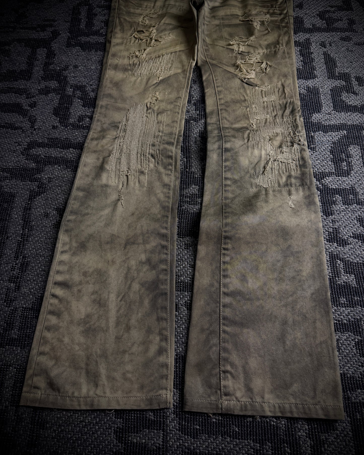 FUGA Washed Sand Heavy Stitch Distressed Bootcut
