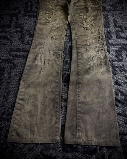 FUGA Washed Sand Heavy Stitch Distressed Bootcut