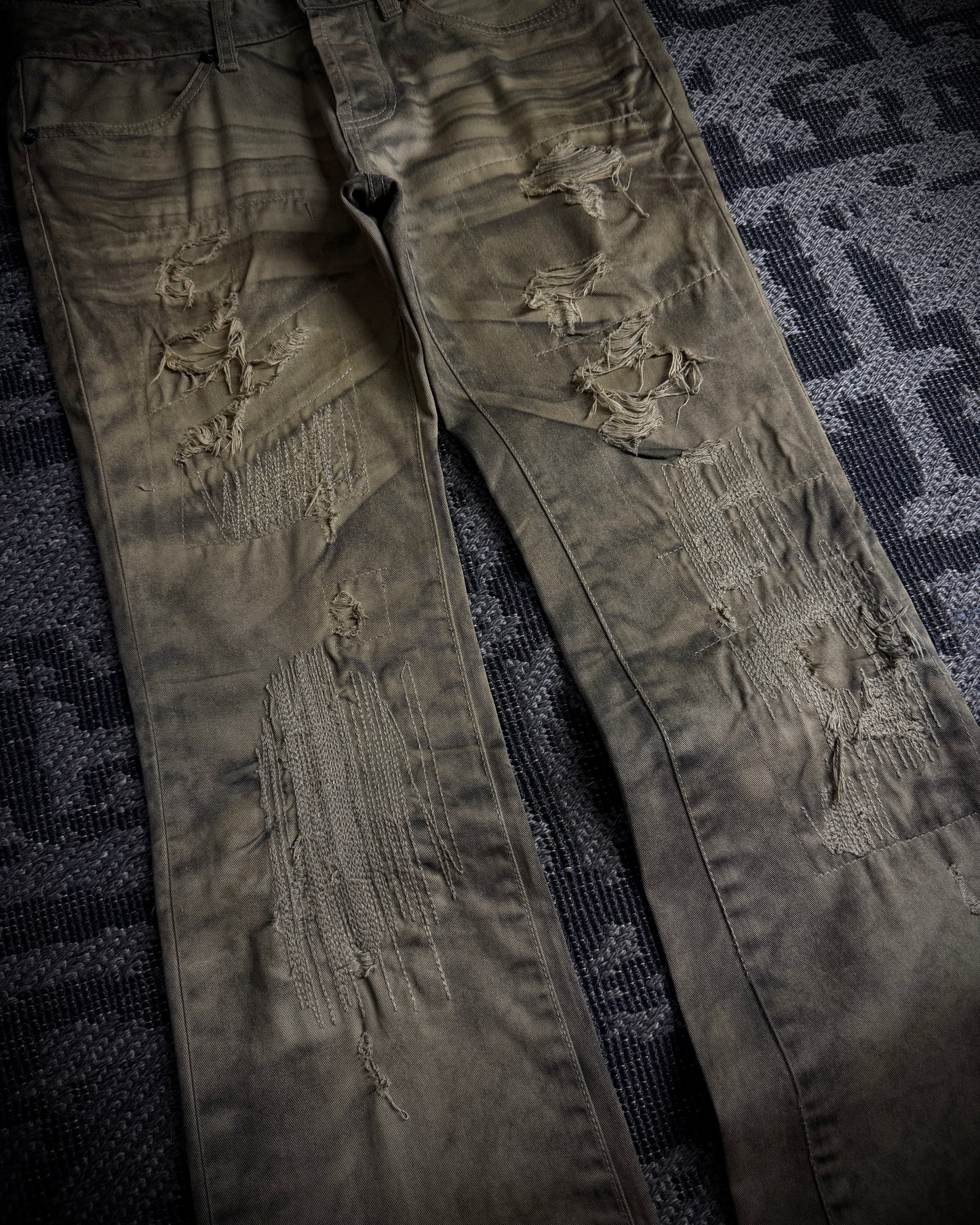 FUGA Washed Sand Heavy Stitch Distressed Bootcut