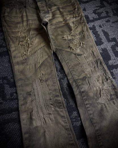 FUGA Washed Sand Heavy Stitch Distressed Bootcut