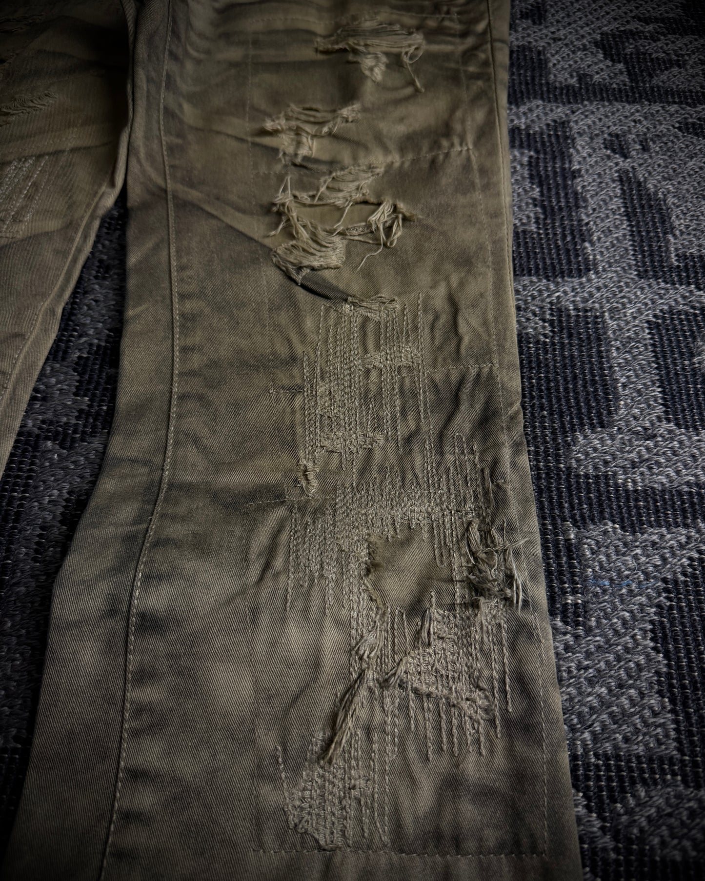 FUGA Washed Sand Heavy Stitch Distressed Bootcut