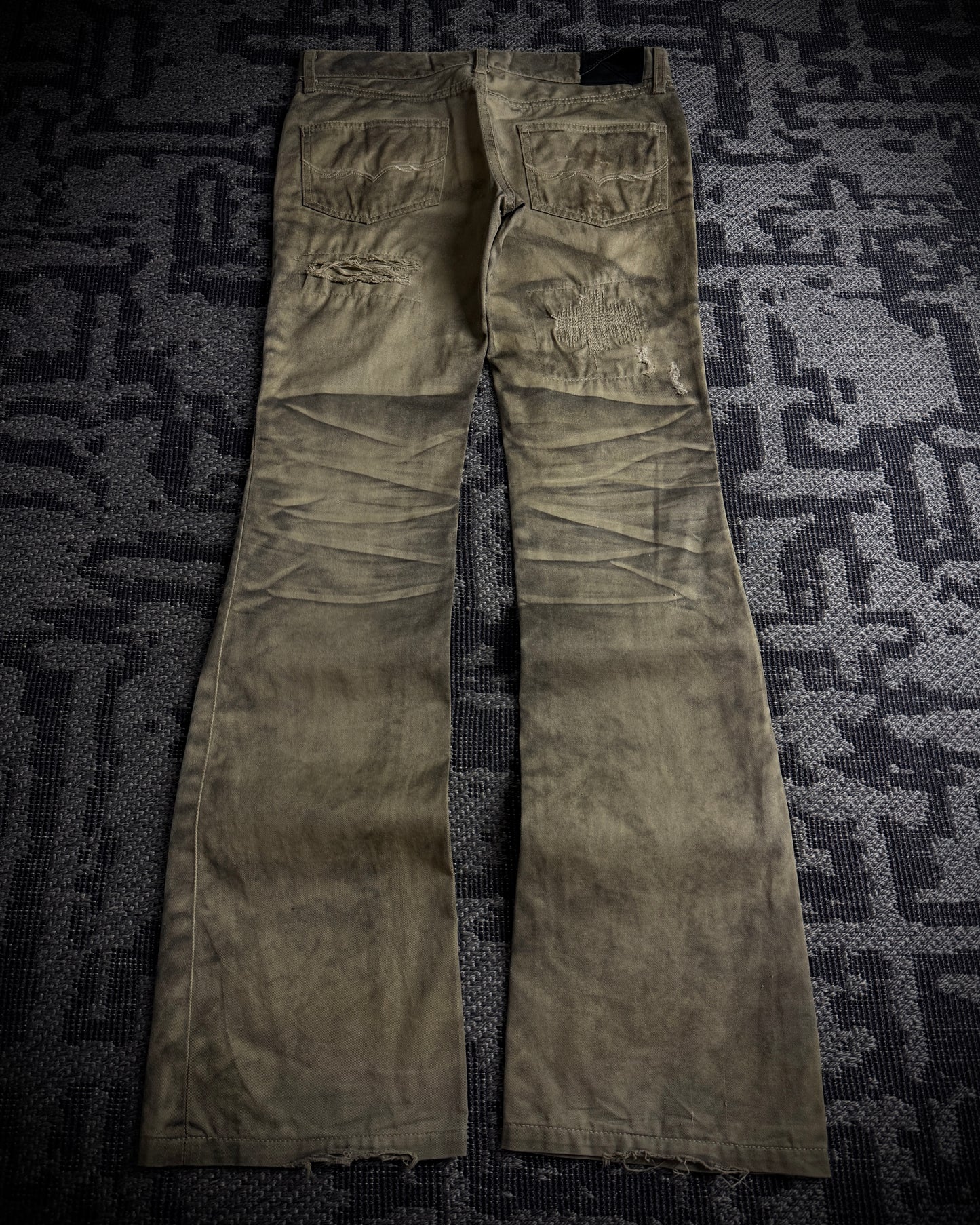 FUGA Washed Sand Heavy Stitch Distressed Bootcut