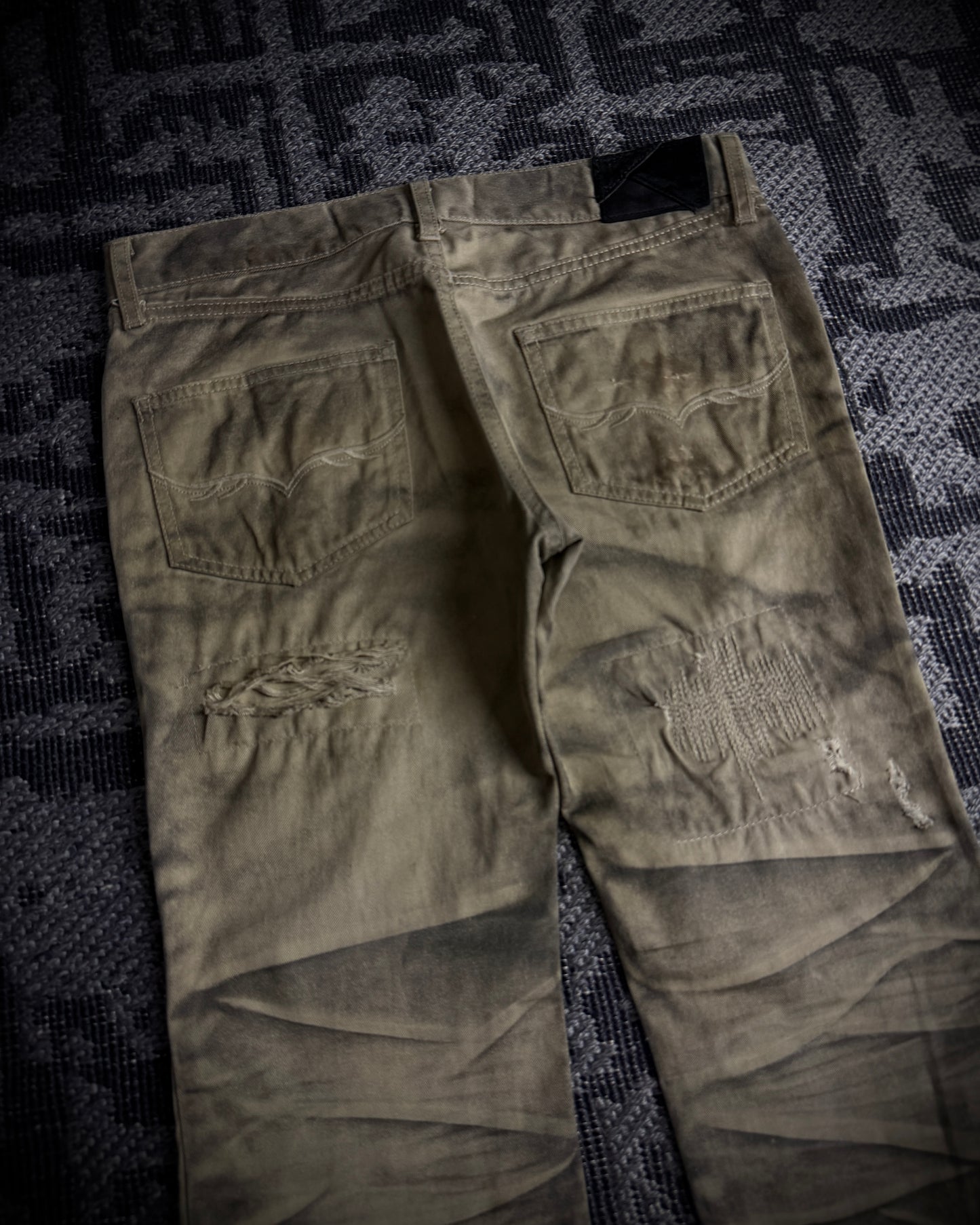 FUGA Washed Sand Heavy Stitch Distressed Bootcut