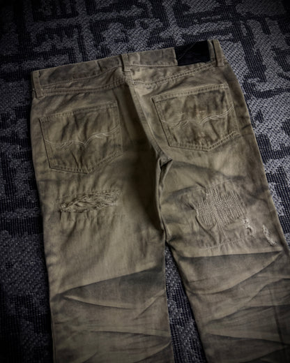 FUGA Washed Sand Heavy Stitch Distressed Bootcut