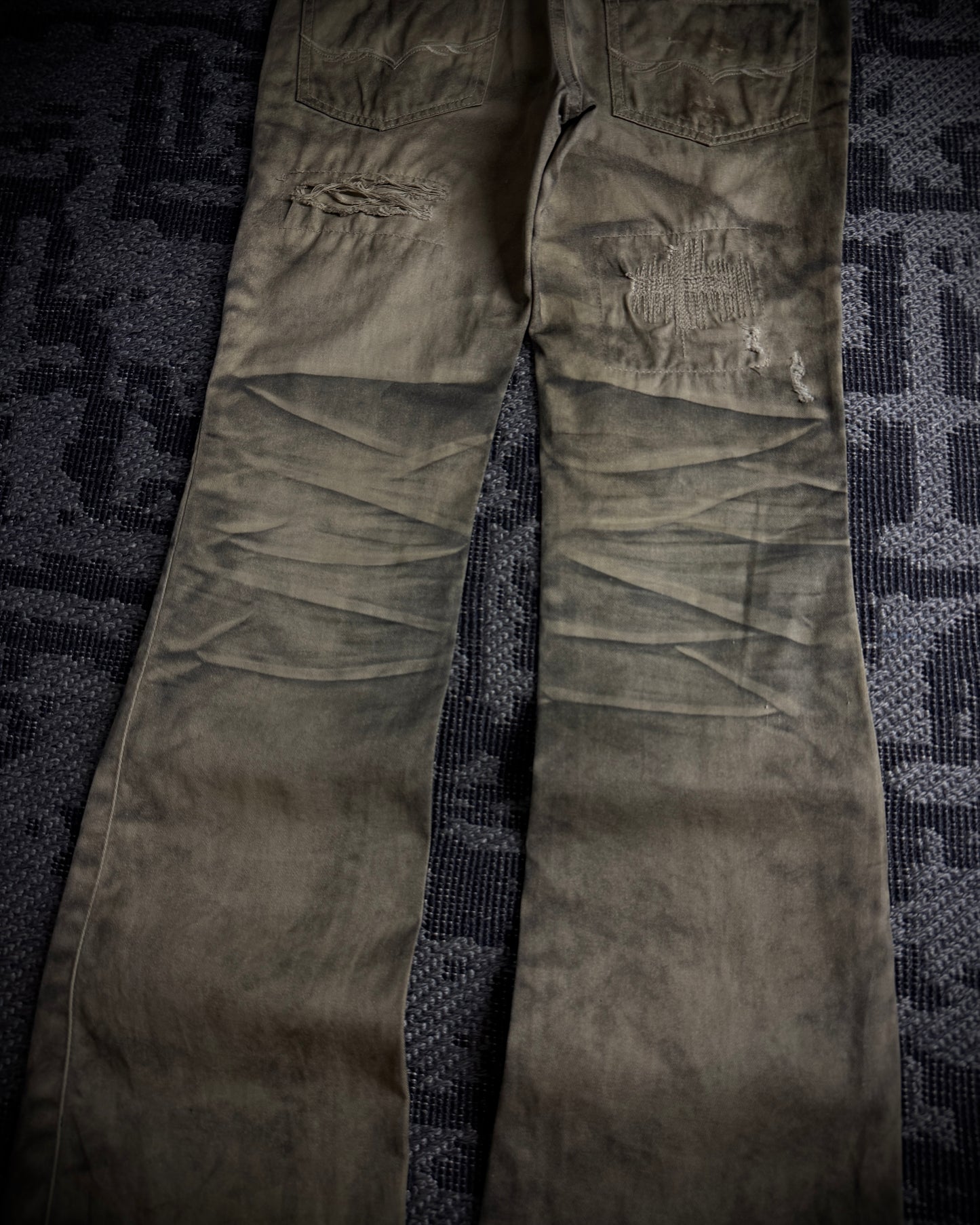 FUGA Washed Sand Heavy Stitch Distressed Bootcut
