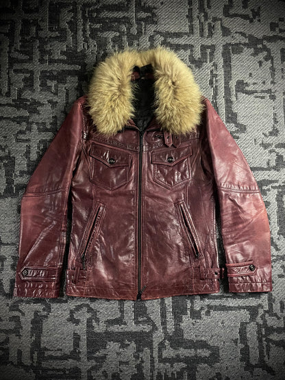 A.S.M Buffalo Leather Raccoon Fur Jacket