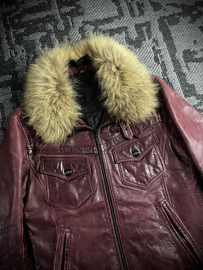 A.S.M Buffalo Leather Raccoon Fur Jacket