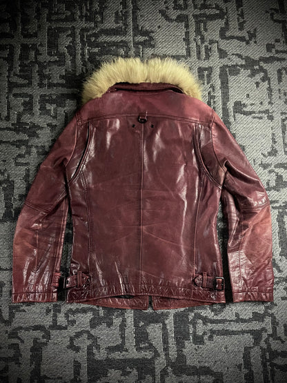 A.S.M Buffalo Leather Raccoon Fur Jacket