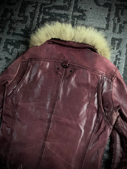A.S.M Buffalo Leather Raccoon Fur Jacket